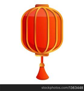 Red asian lantern icon. Cartoon of red asian lantern vector icon for web design isolated on white background. Red asian lantern icon, cartoon style