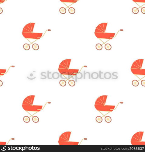 Red baby stroller pattern seamless background texture repeat wallpaper geometric vector. Red baby stroller pattern seamless vector
