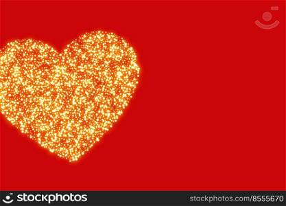 red background with golden glitter heart design