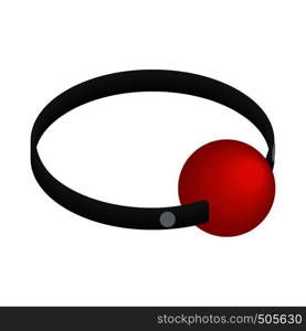 Red ball gag with a belticon in isometric 3d style on a white background. Red ball gag with a belticon, isometric 3d style
