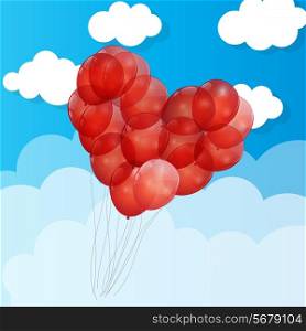 Red Balloon Heart Vector Illustration Background.EPS10