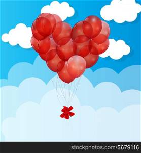 Red Balloon Heart Vector Illustration Background.EPS10