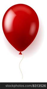 Red balloon mockup. Realistic color party decoration isolated on white background. Red balloon mockup. Realistic color party decoration