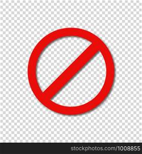 red ban icon on transparent background with shadow, vector. red ban icon on transparent background with shadow