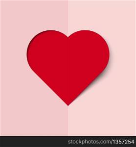 Red Bank Heart with Copy space. Paper art background. vector illustration