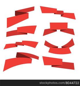 red banner ribbon set web design elements vector illustration