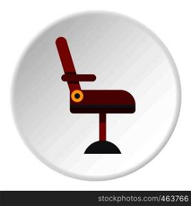 Red barber chair icon in flat circle isolated vector illustration for web. Red barber chair icon circle
