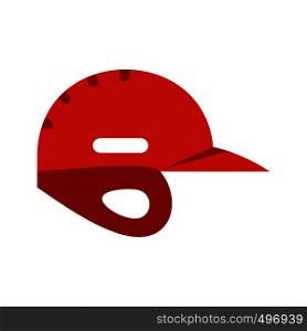 Red baseball helmet flat icon isolated on white background. Red baseball helmet flat icon
