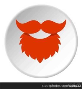 Red beard and mustache icon in flat circle isolated vector illustration for web. Red beard and mustache icon circle