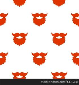 Red beard and mustache pattern seamless background in flat style repeat vector illustration. Red beard and mustache pattern seamless