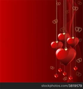 Red beautiful Valentine day background with hearts