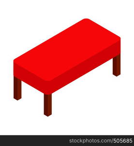 Red bench icon in isometric 3d style on a white background. Red bench icon, isometric 3d style