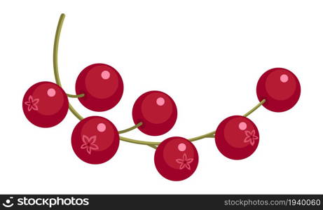 Red berries. Cartoon currant branch. Juicy garden plant. Vector illustration. Red berries. Cartoon currant branch. Juicy garden plant
