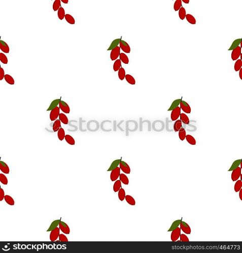Red berries of cornel or dogwood pattern seamless flat style for web vector illustration. Red berries of cornel or dogwood pattern flat