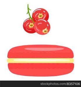 Red berry macaroon icon cartoon vector. French cookie. Box cake. Red berry macaroon icon cartoon vector. French cookie