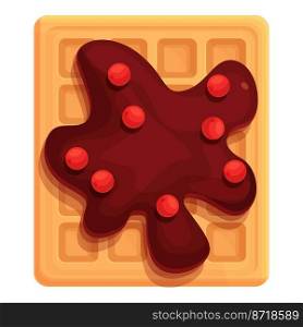 Red berry waffle icon cartoon vector. Belgian food. Sweet wafer. Red berry waffle icon cartoon vector. Belgian food