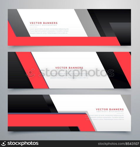 red black geometric banners set background