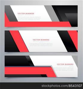 red black geometric banners set background