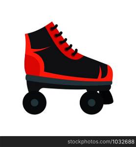 Red black roller skates icon. Flat illustration of red black roller skates vector icon for web design. Red black roller skates icon, flat style
