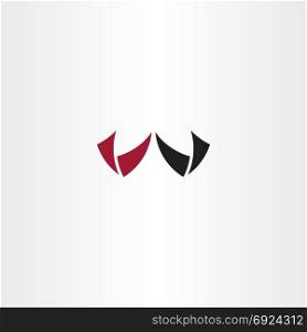 red black w logo letter icon element design