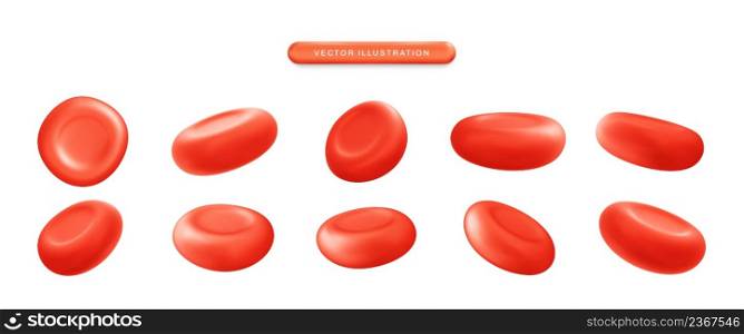 Red blood cell realistic 3d vector icon illustration set