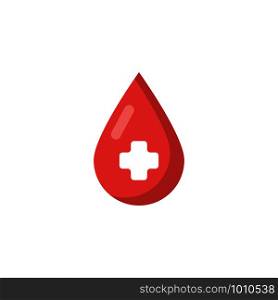 red blood drop flat icon on white background. red blood drop flat on white background