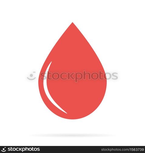 Red Blood drop icon isolated on white background. The concept of donating blood.. Red Blood drop icon isolated on white background.