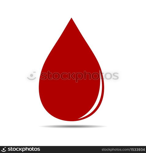 Red blood drop icon isolated on white background. Vector illustration