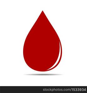 Red blood drop icon isolated on white background. Vector illustration