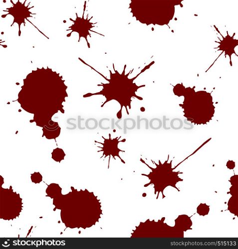 red blood stains seamless pattern on white,scary background,hand drawn vector illustration. red blood stains seamless pattern on white,