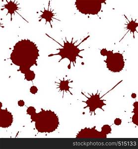 red blood stains seamless pattern on white,scary background,hand drawn vector illustration. red blood stains seamless pattern on white,