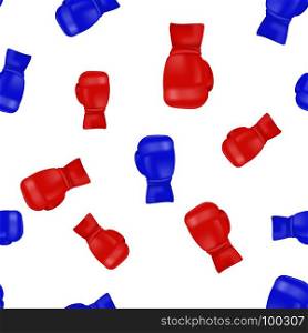 Red Blue Boxing Gloves Seamless Pattern Isolated on White Background.. Red Blue Boxing Gloves Seamless Pattern