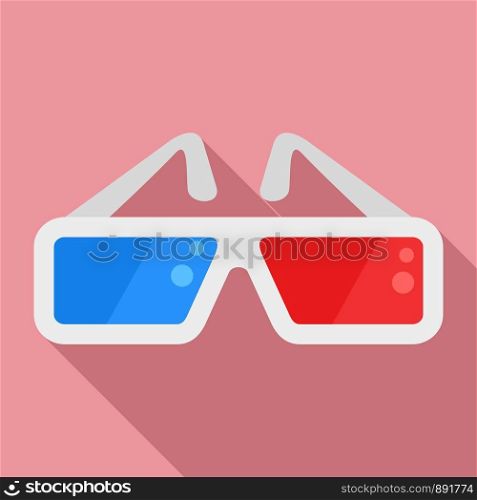 Red blue cinema glasses icon. Flat illustration of red blue cinema glasses vector icon for web design. Red blue cinema glasses icon, flat style