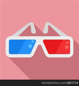 Red blue cinema glasses icon. Flat illustration of red blue cinema glasses vector icon for web design. Red blue cinema glasses icon, flat style