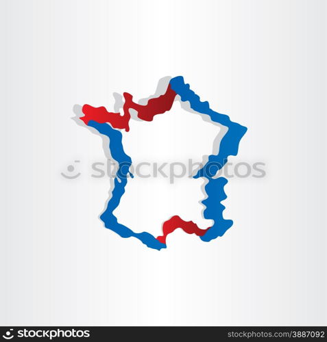 red blue france map stylized icon design element