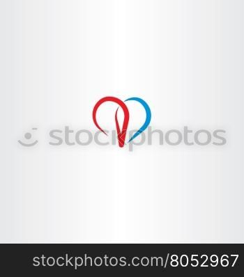 red blue heart love sign vector icon symbol