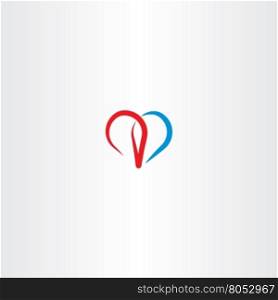 red blue heart love sign vector icon symbol