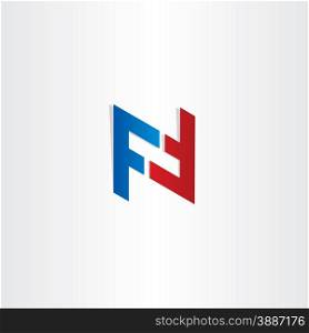 red blue letter f symbol design