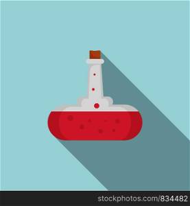 Red boiling potion icon. Flat illustration of red boiling potion vector icon for web design. Red boiling potion icon, flat style