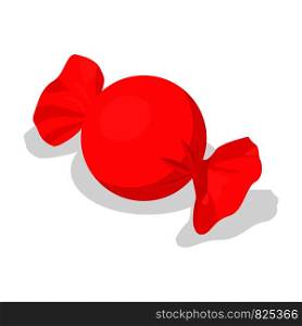 Red bonbon icon. Isometric of red bonbon vector icon for web design isolated on white background. Red bonbon icon, isometric style
