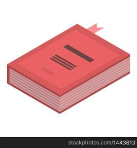 Red book archive icon. Isometric of red book archive vector icon for web design isolated on white background. Red book archive icon, isometric style