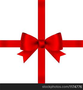 Red bow for gift and greeting card isolated on white background