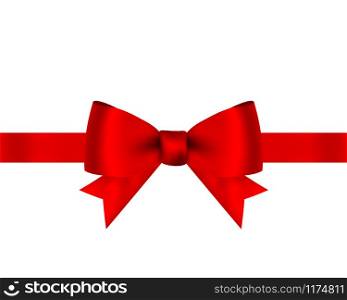 Red bow for gift and greeting card isolated on white background