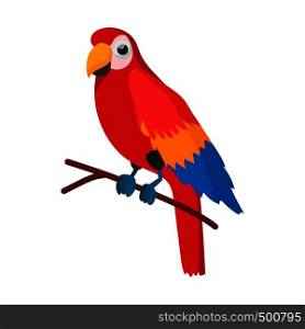 Red brazil parrot icon in cartoon style on a white background. Red brazil parrot icon, cartoon style