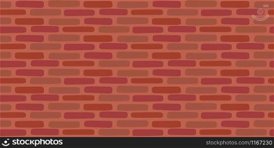 Red brick wall seamless vector pattern background. Rough long bricks terracotta colors texture.. Red brick wall seamless vector pattern background.