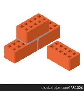 Red bricks icon. Isometric of red bricks vector icon for web design isolated on white background. Red bricks icon, isometric style