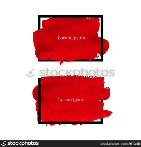 Red brush stroke frame isolated on white background, Vector illustration.