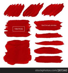 Red brush stroke isolated on white background, Vector illustration.