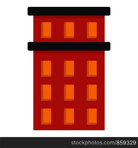 Red building icon. Flat illustration of red building vector icon for web design. Red building icon, flat style