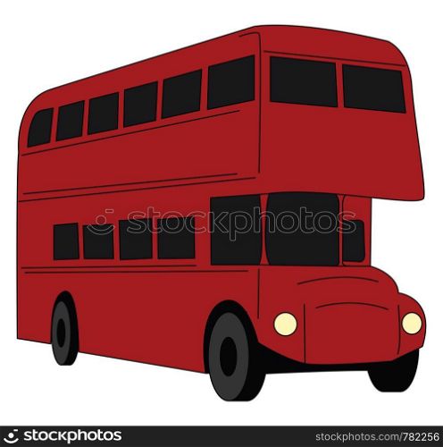 Red bus, illustration, vector on white background.